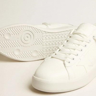 Golden Goose Bio-Based Purestar Sneaker With White Star And Mirror-Effect Heel Tab Golden Goose Bio-Based Purestar Sneaker With White Star And Mirror-Effect Heel Tab