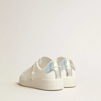 Golden Goose Bio-Based Purestar Sneaker With White Star And Mirror-Effect Heel Tab Golden Goose Bio-Based Purestar Sneaker With White Star And Mirror-Effect Heel Tab