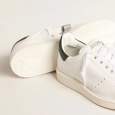 Golden Goose Bio-Based Starter Sneaker With Green Leather Heel Tab Golden Goose Bio-Based Starter Sneaker With Green Leather Heel Tab