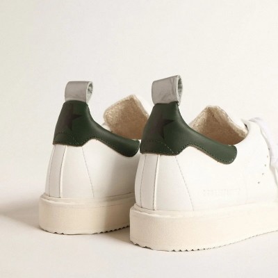 Golden Goose Bio-Based Starter Sneaker With Green Leather Heel Tab Golden Goose Bio-Based Starter Sneaker With Green Leather Heel Tab