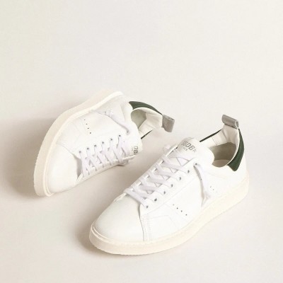 Golden Goose Bio-Based Starter Sneaker With Green Leather Heel Tab Golden Goose Bio-Based Starter Sneaker With Green Leather Heel Tab