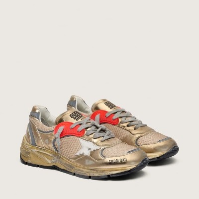 Golden Goose Dad-Star Sneaker In Gold Laminated Leather And Mesh With White Leather Star And Gold Leather Heel Tab Golden Goose Dad-Star Sneaker In Gold Laminated Leather And Mesh With White Leather Star And Gold Leather Heel Tab