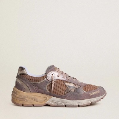 Golden Goose Dad-Star Sneaker In Lilac Suede And Mesh With Laminated Leather Star And Heel Tab