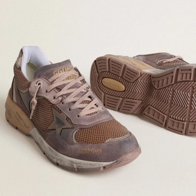 Golden Goose Dad-Star Sneaker In Lilac Suede And Mesh With Laminated Leather Star And Heel Tab