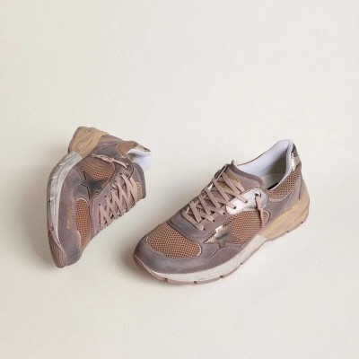 Golden Goose Dad-Star Sneaker In Lilac Suede And Mesh With Laminated Leather Star And Heel Tab Golden Goose Dad-Star Sneaker In Lilac Suede And Mesh With Laminated Leather Star And Heel Tab