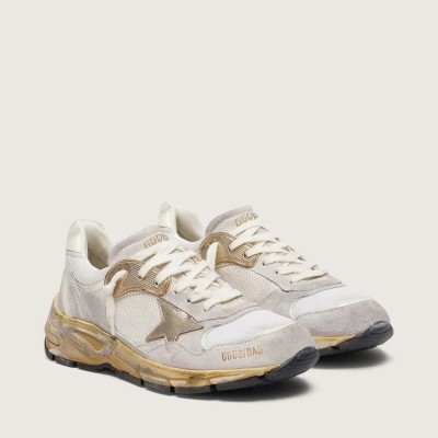 Golden Goose Dad-Star Sneaker In Mesh And White Suede With Gold Foiled Leather Star Golden Goose Dad-Star Sneaker In Mesh And White Suede With Gold Foiled Leather Star