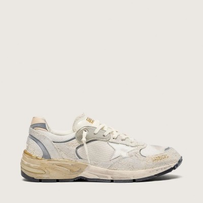 Golden Goose Dad-Star Sneaker In Suede And Mesh With White Leather Star And Beige Leather Heel Tab Golden Goose Dad-Star Sneaker In Suede And Mesh With White Leather Star And Beige Leather Heel Tab
