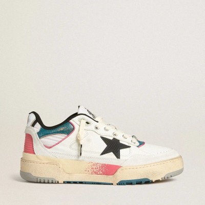 Golden Goose Forty2 Sneaker With Black Star And Silver Foiled Leather Heel Tab Golden Goose Forty2 Sneaker With Black Star And Silver Foiled Leather Heel Tab