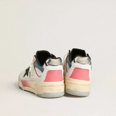 Golden Goose Forty2 Sneaker With Black Star And Silver Foiled Leather Heel Tab Golden Goose Forty2 Sneaker With Black Star And Silver Foiled Leather Heel Tab