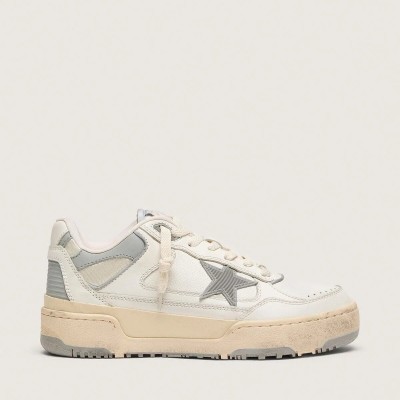 Golden Goose Forty2 Sneaker With Grey Star And White Leather Heel Tab Golden Goose Forty2 Sneaker With Grey Star And White Leather Heel Tab