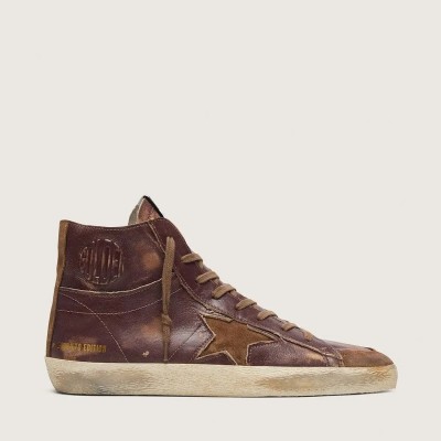 Golden Goose Francy Ltd Sneaker In Dark Brown Leather With Beige Star Golden Goose Francy Ltd Sneaker In Dark Brown Leather With Beige Star