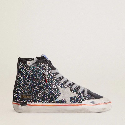 Golden Goose Francy Penstar Lab Sneaker In Black Canvas With Multicolor Rhinestones Golden Goose Francy Penstar Lab Sneaker In Black Canvas With Multicolor Rhinestones