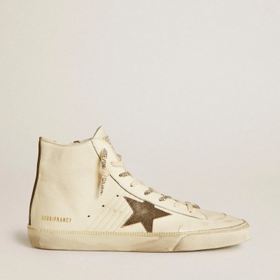Golden Goose Francy Penstar Sneaker In Nappa With Black Suede Star And Cotton Heel Tab Golden Goose Francy Penstar Sneaker In Nappa With Black Suede Star And Cotton Heel Tab