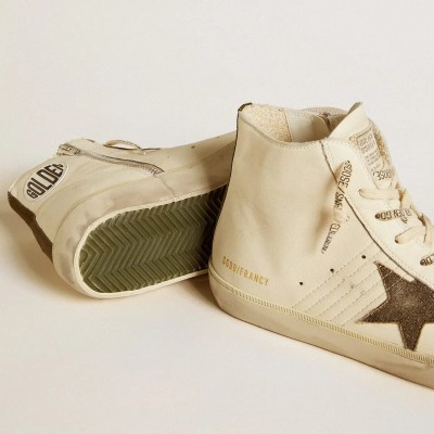 Golden Goose Francy Penstar Sneaker In Nappa With Black Suede Star And Cotton Heel Tab Golden Goose Francy Penstar Sneaker In Nappa With Black Suede Star And Cotton Heel Tab