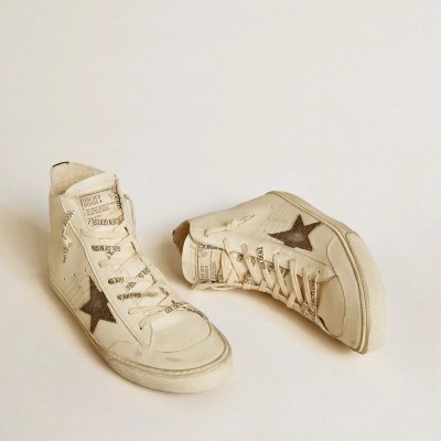 Golden Goose Francy Penstar Sneaker In Nappa With Black Suede Star And Cotton Heel Tab