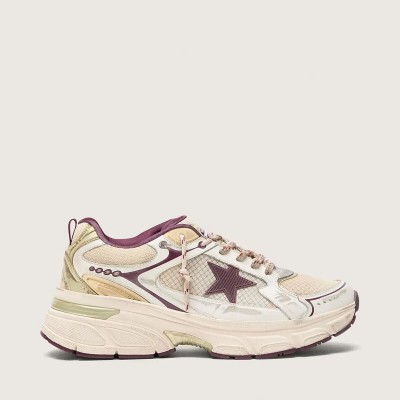 Golden Goose Lightstar Cny Sneaker In White Mesh And Leather With Wine-Red Tpu Star Golden Goose Lightstar Cny Sneaker In White Mesh And Leather With Wine-Red Tpu Star