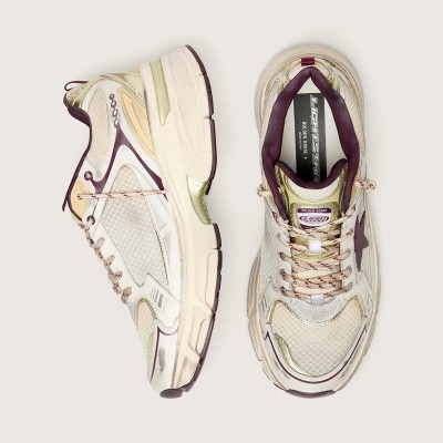 Golden Goose Lightstar Cny Sneaker In White Mesh And Leather With Wine-Red Tpu Star Golden Goose Lightstar Cny Sneaker In White Mesh And Leather With Wine-Red Tpu Star