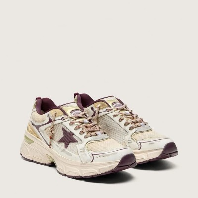 Golden Goose Lightstar Cny Sneaker In White Mesh And Leather With Wine-Red Tpu Star Golden Goose Lightstar Cny Sneaker In White Mesh And Leather With Wine-Red Tpu Star