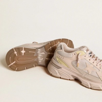 Golden Goose LightStar Sneaker With Pink Leather And Mesh Upper And Pink Star Golden Goose LightStar Sneaker With Pink Leather And Mesh Upper And Pink Star