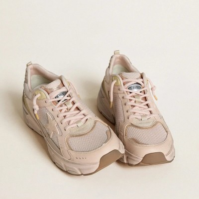 Golden Goose LightStar Sneaker With Pink Leather And Mesh Upper And Pink Star Golden Goose LightStar Sneaker With Pink Leather And Mesh Upper And Pink Star