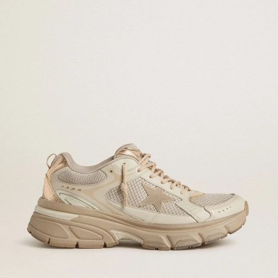 Golden Goose Lightstar Sneaker In Dove-Gray Leather And Mesh With Beige Tpu Star Golden Goose Lightstar Sneaker In Dove-Gray Leather And Mesh With Beige Tpu Star