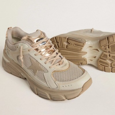 Golden Goose Lightstar Sneaker In Dove-Gray Leather And Mesh With Beige Tpu Star Golden Goose Lightstar Sneaker In Dove-Gray Leather And Mesh With Beige Tpu Star
