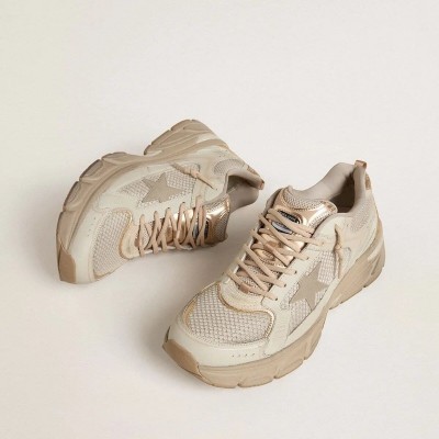 Golden Goose Lightstar Sneaker In Dove-Gray Leather And Mesh With Beige Tpu Star Golden Goose Lightstar Sneaker In Dove-Gray Leather And Mesh With Beige Tpu Star