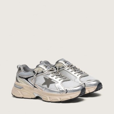 Golden Goose Lightstar Sneaker In Gray Mesh And Silver Nappa Leather With Gray Tpu Star Golden Goose Lightstar Sneaker In Gray Mesh And Silver Nappa Leather With Gray Tpu Star