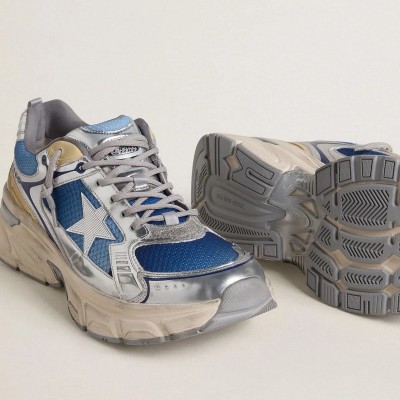 Golden Goose Lightstar Sneaker In Light Blue Mesh With White Tpu Star And Silver Bio-Based Inserts Golden Goose Lightstar Sneaker In Light Blue Mesh With White Tpu Star And Silver Bio-Based Inserts
