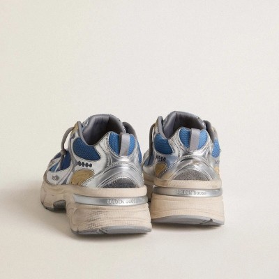 Golden Goose Lightstar Sneaker In Light Blue Mesh With White Tpu Star And Silver Bio-Based Inserts Golden Goose Lightstar Sneaker In Light Blue Mesh With White Tpu Star And Silver Bio-Based Inserts