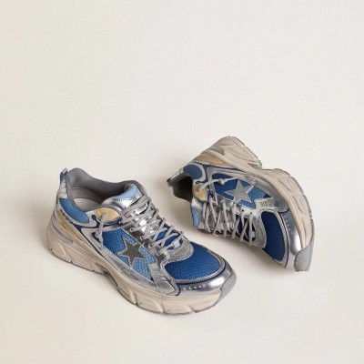 Golden Goose Lightstar Sneaker In Light Blue Mesh With White Tpu Star And Silver Bio-Based Inserts Golden Goose Lightstar Sneaker In Light Blue Mesh With White Tpu Star And Silver Bio-Based Inserts