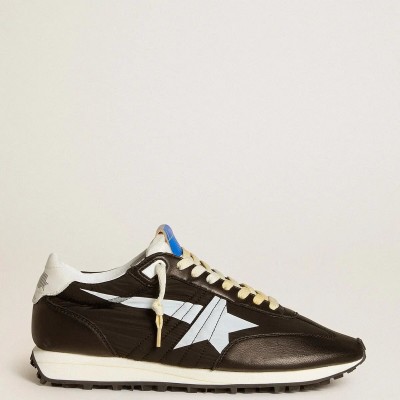 Golden Goose Marathon Sneaker With Black Nylon Upper And White Star