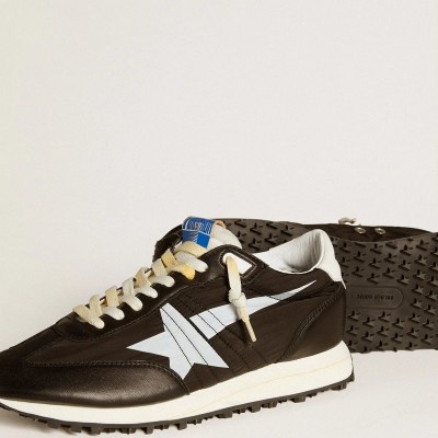 Golden Goose Marathon Sneaker With Black Nylon Upper And White Star