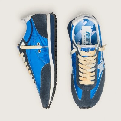 Golden Goose Marathon Sneaker With Blue Nylon Upper And White Star Golden Goose Marathon Sneaker With Blue Nylon Upper And White Star