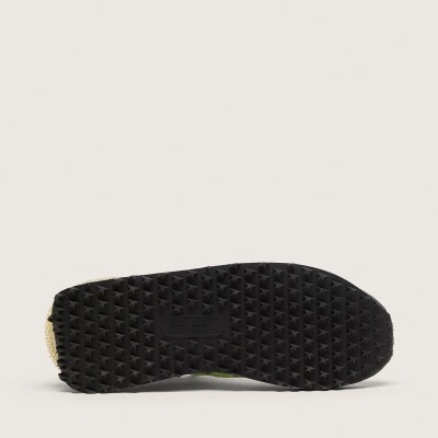 Golden Goose Marathon Sneaker With Green Nylon Upper And Black Star