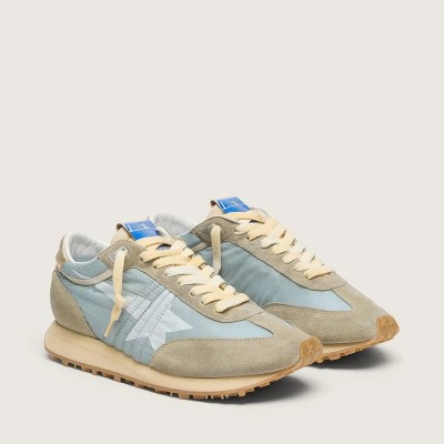 Golden Goose Marathon Sneaker With Light Blue Nylon Upper And Pastel Blue Star Golden Goose Marathon Sneaker With Light Blue Nylon Upper And Pastel Blue Star