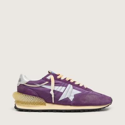 Golden Goose Marathon Sneaker With Purple Nylon Upper And White Star Golden Goose Marathon Sneaker With Purple Nylon Upper And White Star