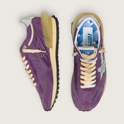 Golden Goose Marathon Sneaker With Purple Nylon Upper And White Star Golden Goose Marathon Sneaker With Purple Nylon Upper And White Star