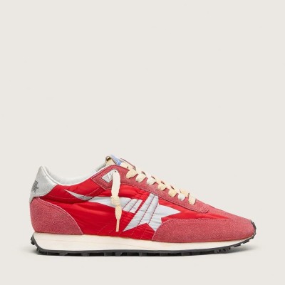 Golden Goose Marathon Sneaker With Red Nylon Upper And Silver Star Golden Goose Marathon Sneaker With Red Nylon Upper And Silver Star
