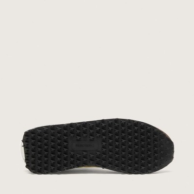 Golden Goose Marathon Sneaker In Lime-Green Nylon With Black Star And Brown Suede Inserts Golden Goose Marathon Sneaker In Lime-Green Nylon With Black Star And Brown Suede Inserts