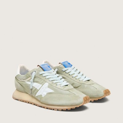 Golden Goose Marathon Sneaker In Sage-Green Nylon With White Star Golden Goose Marathon Sneaker In Sage-Green Nylon With White Star