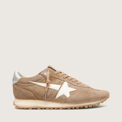 Golden Goose Marathon Sneaker In Tobacco Suede With White Star