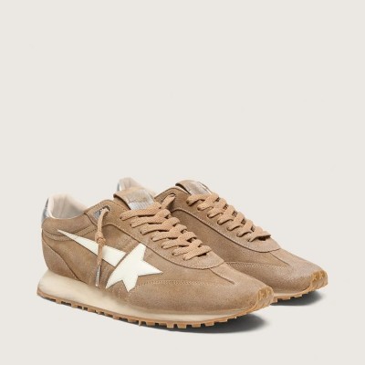 Golden Goose Marathon Sneaker In Tobacco Suede With White Star Golden Goose Marathon Sneaker In Tobacco Suede With White Star