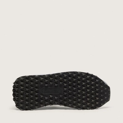 Golden Goose Marathon Sneaker With Silver Ripstop Nylon Upper And Black Star