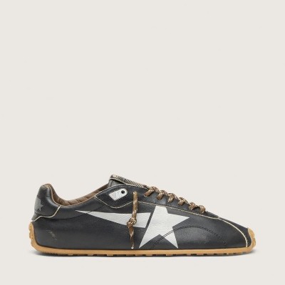 Golden Goose Marathon Speed Sneaker With Black Leather Upper And Silver Star