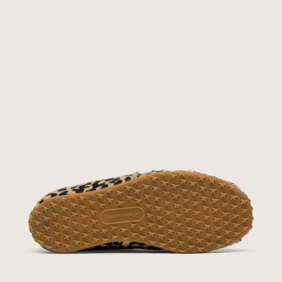 Golden Goose Marathon Speed Sneaker In Beige And Black Leopard-Print Pony Skin With Black Leather Star Golden Goose Marathon Speed Sneaker In Beige And Black Leopard-Print Pony Skin With Black Leather Star
