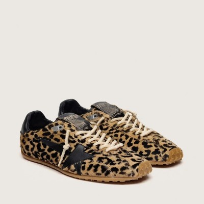 Golden Goose Marathon Speed Sneaker In Beige And Black Leopard-Print Pony Skin With Black Leather Star Golden Goose Marathon Speed Sneaker In Beige And Black Leopard-Print Pony Skin With Black Leather Star