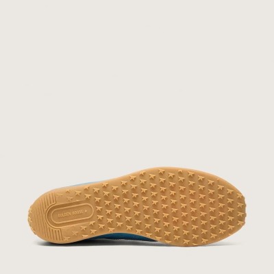 Golden Goose Marathon Speed Sneaker In Blue Nappa With Printed Star And Silver Leather Heel Tab