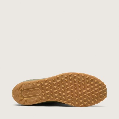Golden Goose Marathon Speed Sneaker In Olive-Green Leather With Cream Star Golden Goose Marathon Speed Sneaker In Olive-Green Leather With Cream Star