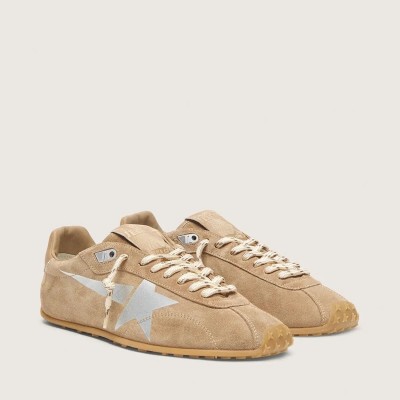 Golden Goose Marathon Speed Sneaker With Tobacco Suede Upper And Silver Star Golden Goose Marathon Speed Sneaker With Tobacco Suede Upper And Silver Star